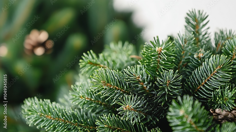Vibrant Evergreen Pine Tree Branches with Rich Green Needles Closeup in Winter Setting : Generative AI Vibrant Evergreen Pine Tree Branches with Rich Green Needles Closeup in Winter Setting : Generative AI