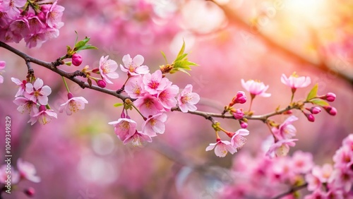 pink cherry blossom branches in spring