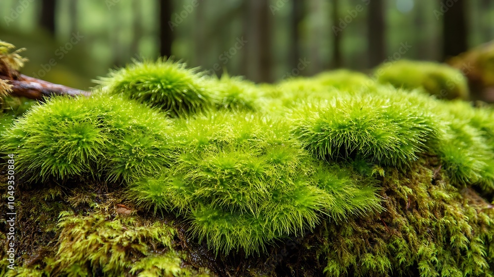 Vivid Green Moss Covering Forest Floor in a Dense Woodland Environment : Generative AI Vivid Green Moss Covering Forest Floor in a Dense Woodland Environment : Generative AI