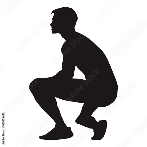 Silhouette of a person in a squat position