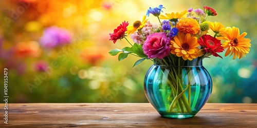 Wallpaper Mural Vibrant, abstract floral arrangement in a colorful glass vase, playful, whimsical, energetic, lively Torontodigital.ca