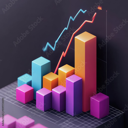 Free Download 3d rendering of Ai analysis graphs of the colorful bars graph of financial data on dark background	
 - GFXLoad
