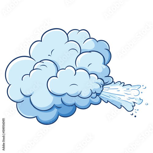 Cartoon illustration of a cloud blowing air, symbolizing wind, weather