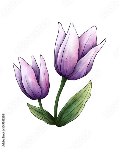 Untitled ArFlower Collection Illustration with Transparent Background. Colorful Spring Floral Set twork