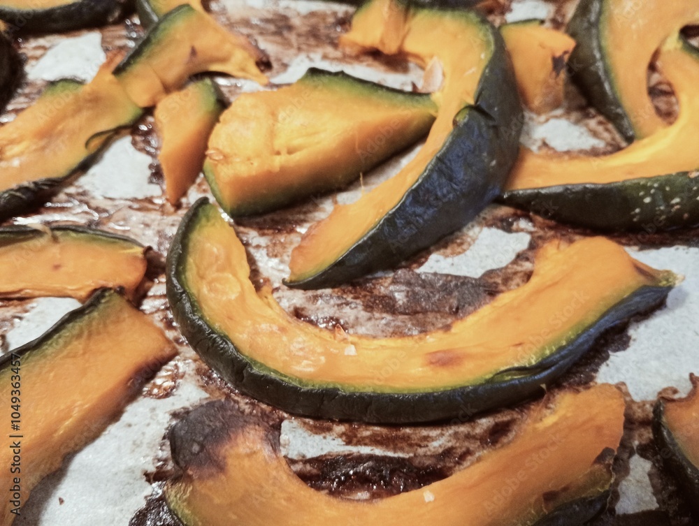 Siliced cooked pumpkin