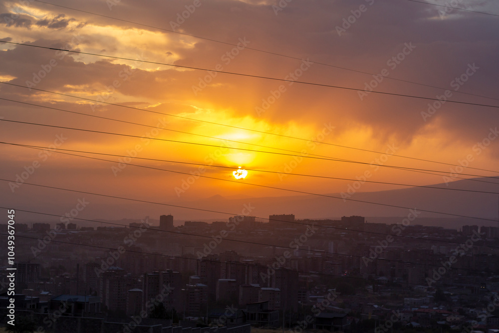 Fototapeta premium sunset over the city