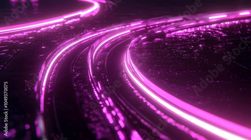 Trails, Rays of Infinite Purple Lights on Black Background, Abstract Image, Texture, Pattern Background, Wallpaper, Cover and Screen of Smartphone, PC, Laptop, 9:16 and 16:9 Format