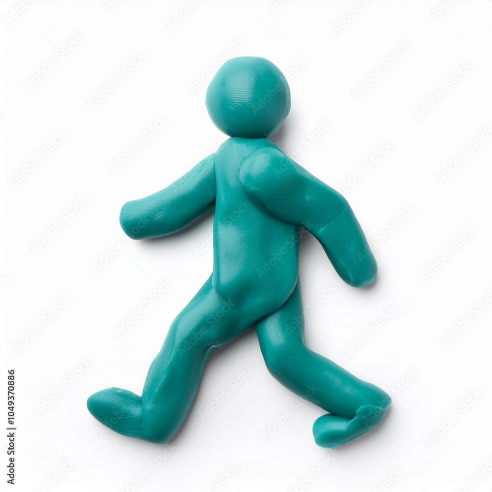 person walking symbol made from plasticine modeling clay isolated on white background person walking symbol made from plasticine modeling clay isolated on white background