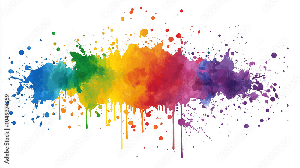 Bright splashes of color create a lively abstract design on a blank canvas, celebrating creativity and artistic freedom Bright splashes of color create a lively abstract design on a blank canvas, celebrating creativity and artistic freedom