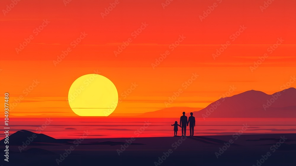 Fototapeta premium Sunset with family