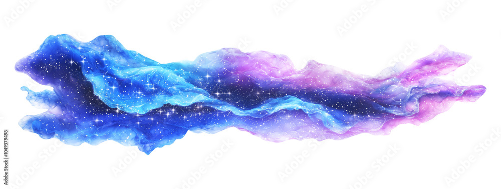Blue and purple starry galaxy clouds effect isolated on transparent background. Blue and purple starry galaxy clouds effect isolated on transparent background.