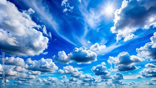 Blue Sky with Fluffy Clouds in HD Quality - High Resolution Sky Background photo