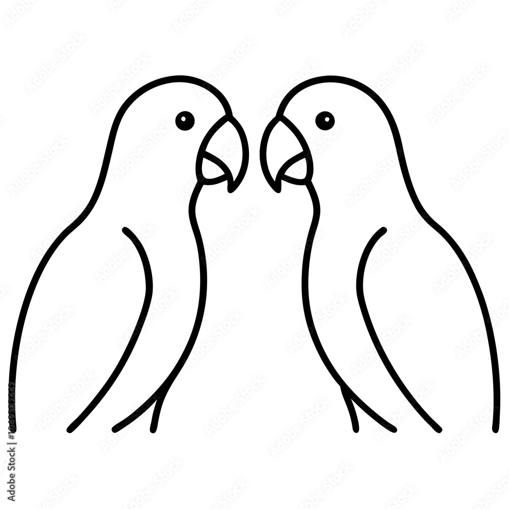 two birds line art on white background two birds line art on white background