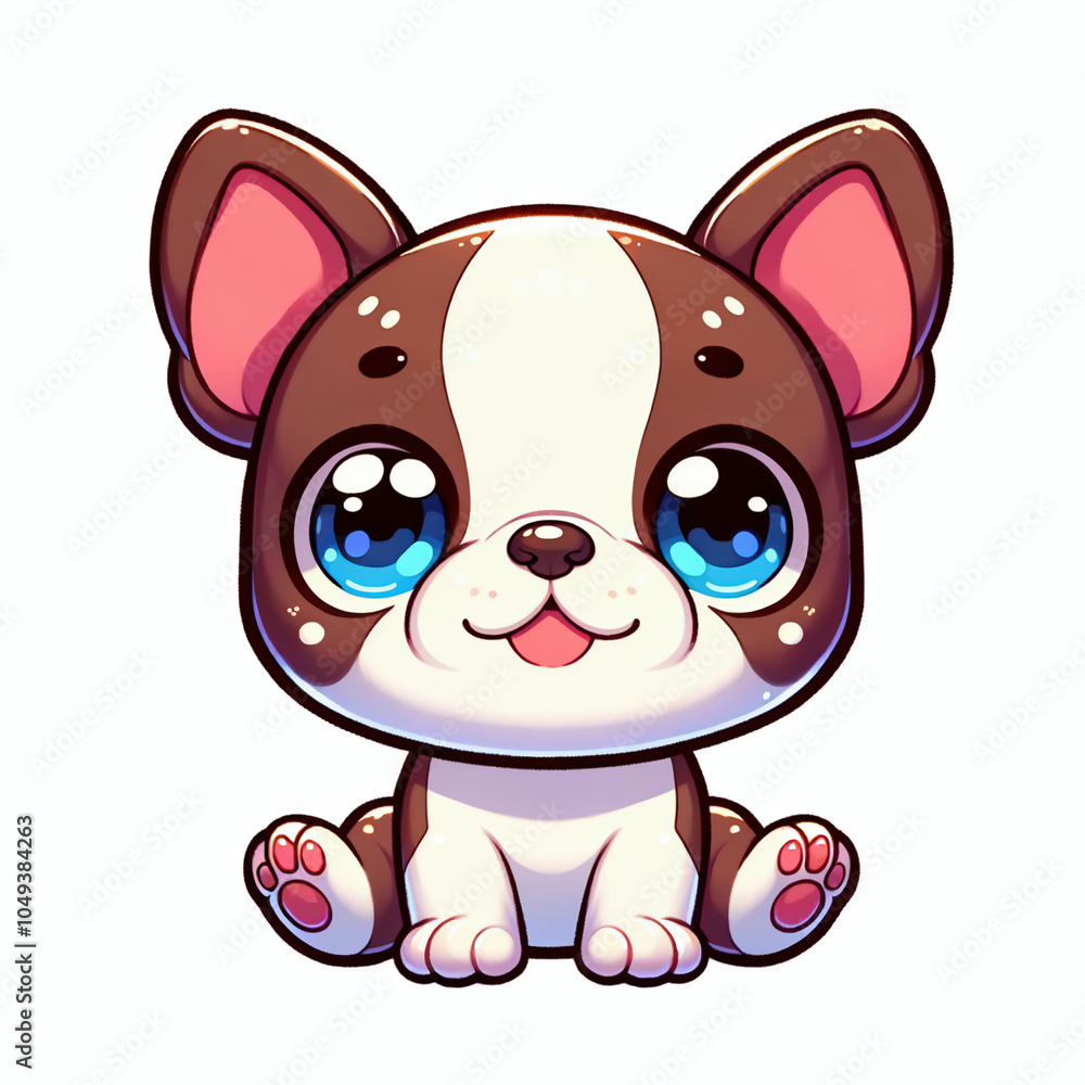 Kawaii boston terrier cartoon vector illustration cute puppy character design Kawaii boston terrier cartoon vector illustration cute puppy character design