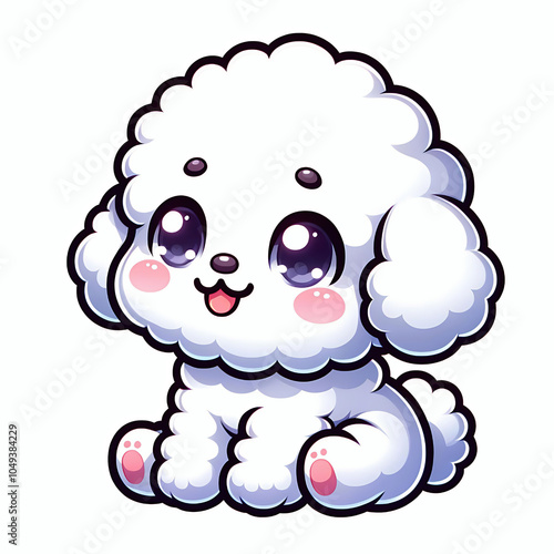 Bichon frise dog kawaii cartoon illustration photo