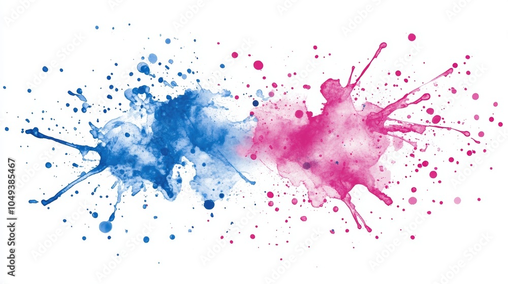 Abstract Watercolor Splashes in Blue and Pink Abstract Watercolor Splashes in Blue and Pink