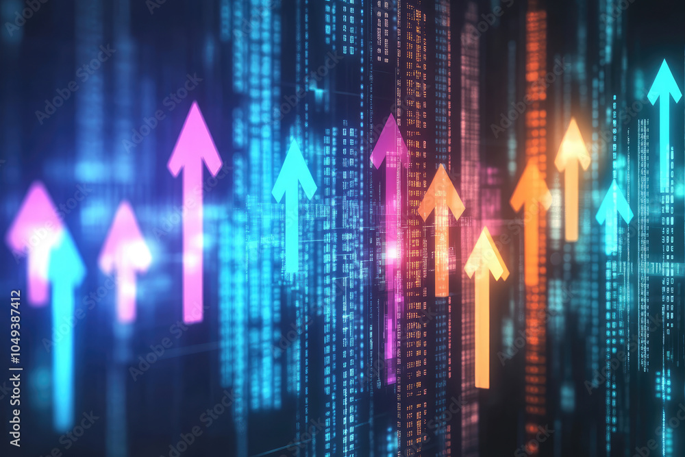 3d rendering of Ai analysis graphs of the financial data on colorful board 3d rendering of Ai analysis graphs of the financial data on colorful board