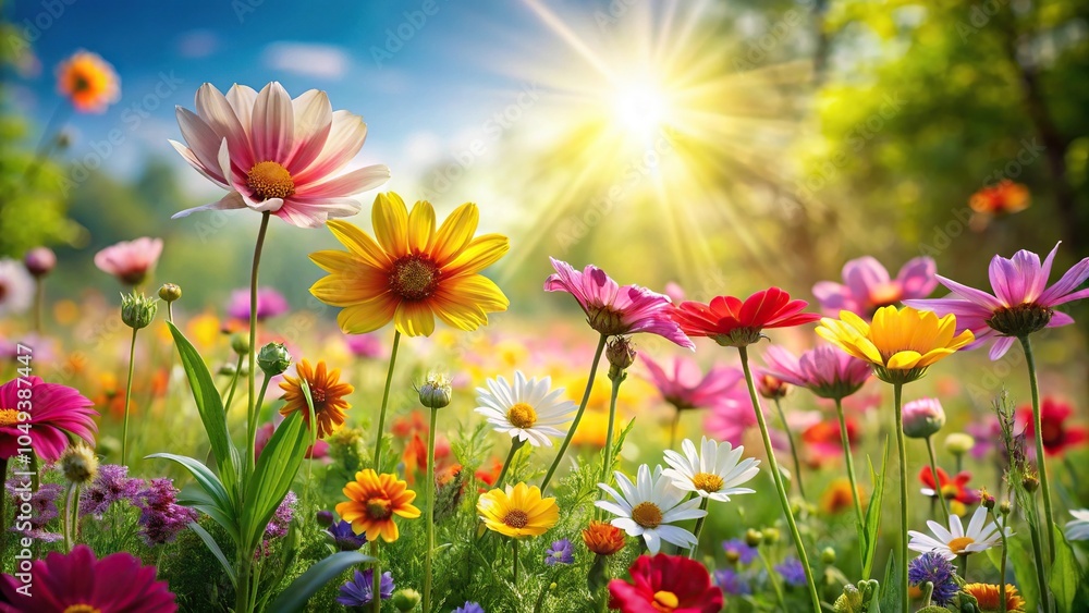 Obraz premium Stock photo of the color of nature exploding in a field in full bloom