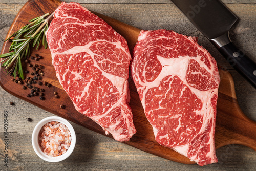 Two Wagyu Steaks Ready for Preparatrion