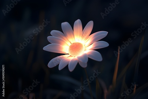 Soft Glow of a Delicate White Flower in Nature