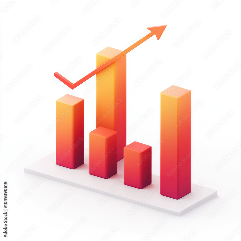 the 3d graph of very good business profit report on the graph on plain white background the 3d graph of very good business profit report on the graph on plain white background