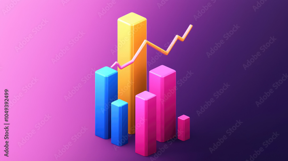 3d rendering of Ai analysis graphs bars of the financial data on colorful board background 3d rendering of Ai analysis graphs bars of the financial data on colorful board background
