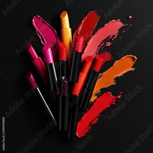 Lipstick Collection with Color Swatch Samples photo