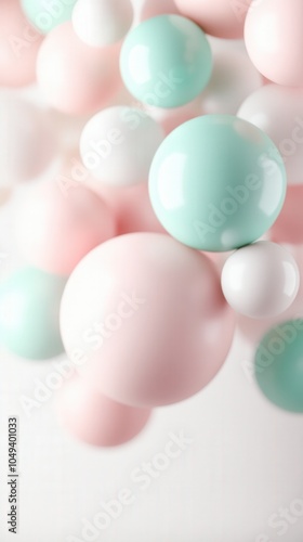 Soft pastel floating bubbles in minimalist abstract background