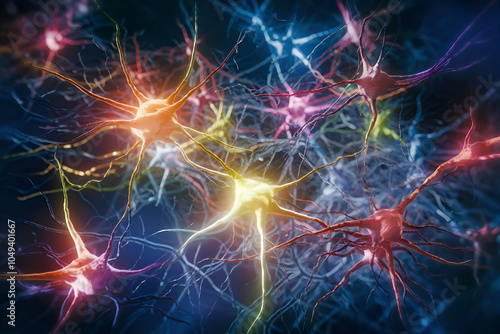 Obraz na płótnie extreme macro colorful neural connections background. Ai generated w salonie
