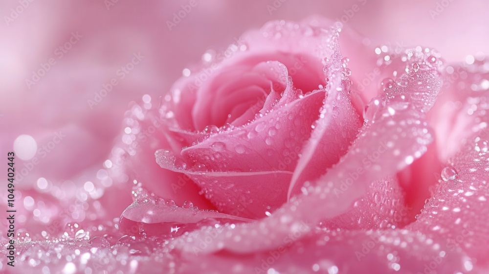 Dew-kissed pink rose: elegance and beauty of nature Dew-kissed pink rose: elegance and beauty of nature