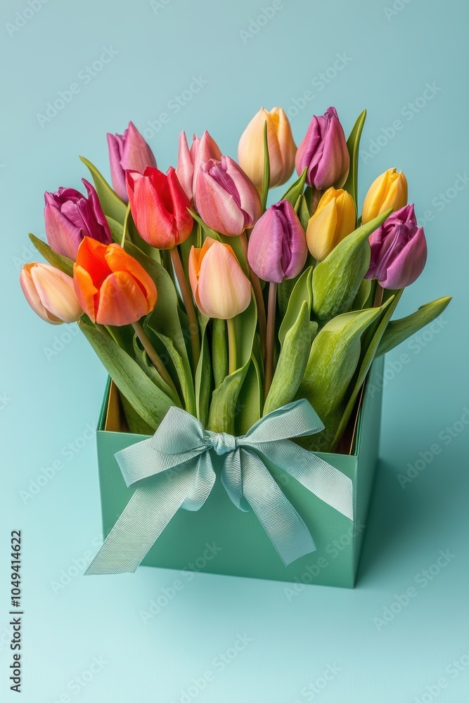 Gift box with tulip flower Gift box with tulip flower