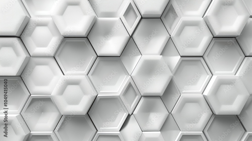 Fototapeta premium Abstract geometric white hexagonal pattern background.