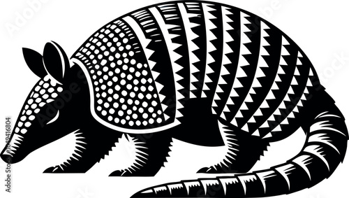Armadillo vector illustration silhouette cute mammal animal drawing graphic art design isolated on white
