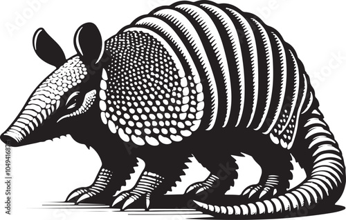 Armadillo vector illustration silhouette cute mammal animal drawing graphic art design isolated on white