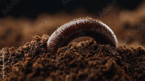 A close-up of earthworms and microorganisms in the soil, highlighting their role in maintaining soil health, [World Soil Day], [biodiversity, natural processes], , photo