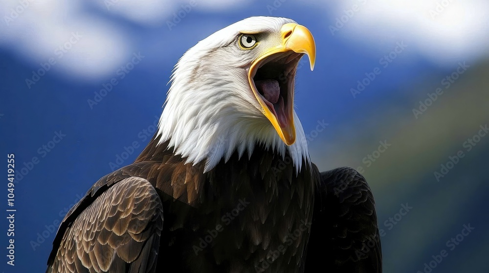 Fototapeta premium Majestic Bald Eagle with Open Beak