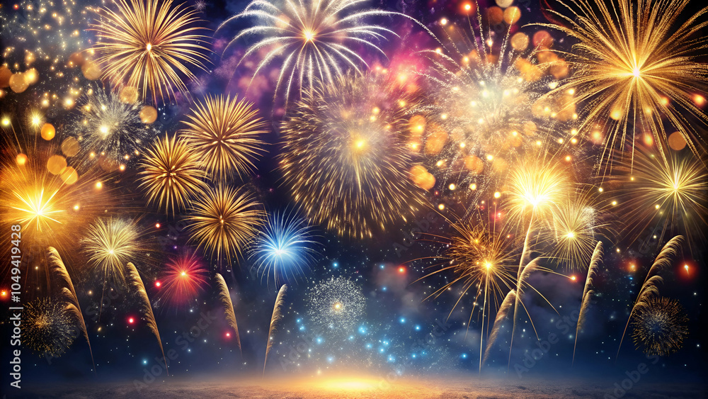 Fototapeta premium fireworks in the night sky, fireworks in the sky, fireworks on night, Celebrations, New year Celebration, Wallpaper, Background, Festival background, Celebration background, Fireworks, Celebrate, 