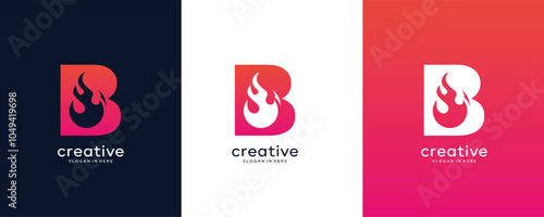fire  flame with initial P vector design logo template inspiration