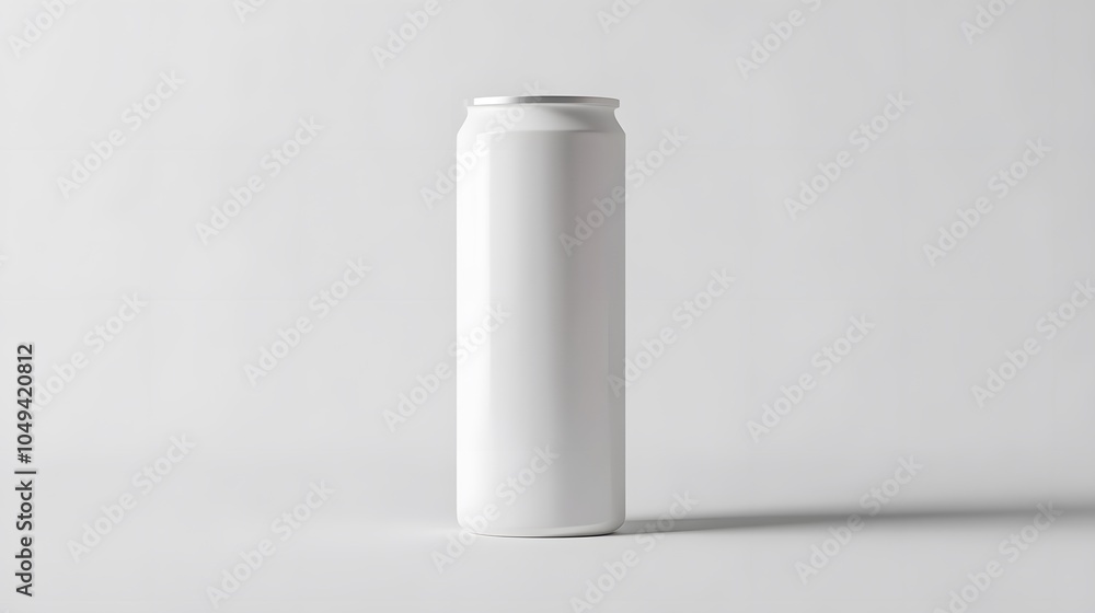 Blank mockup template of a packaging label on a tall cylindrical beverage container, with minimalistic design and soft shadows. Blank mockup template of a packaging label on a tall cylindrical beverage container, with minimalistic design and soft shadows.