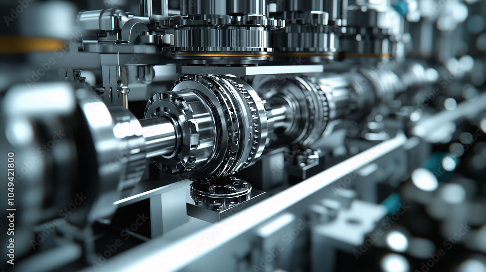 Fototapeta premium A machine is making gears and the image is in black and white