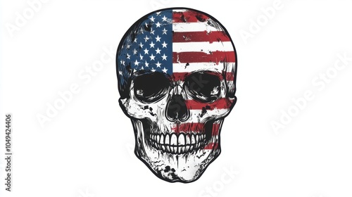 skull with US national flag. The decoration element for Halloween.