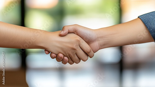 Close-up of two hands shaking in a business agreement, symbolizing partnership and trust.