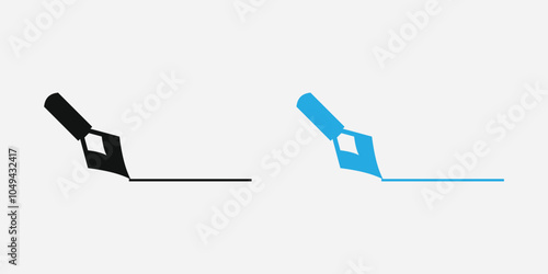 hand draw one line writing Fountain pen nib pen icon vector. Fountain pen nib pen on white background.