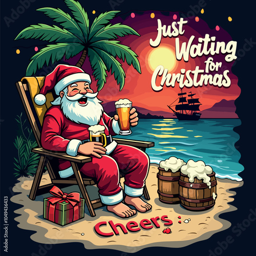 Just weting for Christmas Cheers. vector design for social media