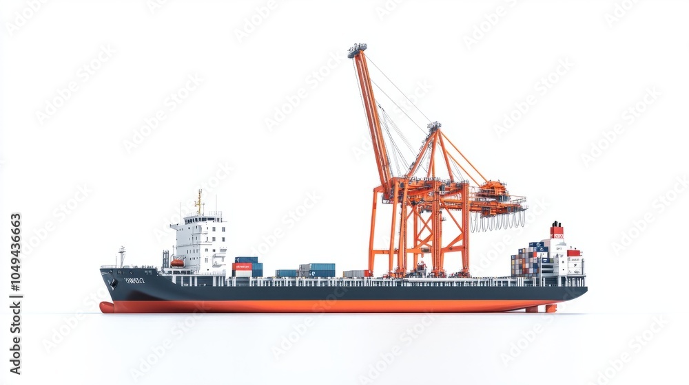 cargo ship's deck with crew members working, capturing the hustle and bustle of maritime logistics on a clean white background. cargo ship's deck with crew members working, capturing the hustle and bustle of maritime logistics on a clean white background.