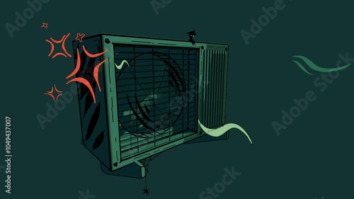 Angry AC condenser unit (2D mixed 3D) 
