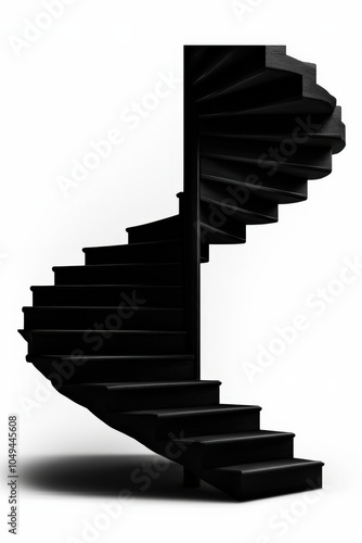 Wallpaper Mural Spiral black staircase, modern design, white isolated background. Torontodigital.ca