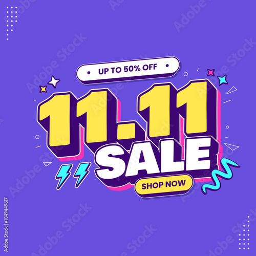 11 11 super sale promo banner with discount offer. 11 11 shopping festival super sale banner. Flash sale special offer banner for social media post or website banner. Flash sale campaign