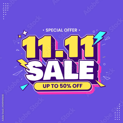 11 11 super sale promo banner with discount offer. 11 11 shopping festival super sale banner. Flash sale special offer banner for social media post or website banner. Flash sale campaign