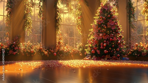 Wallpaper Mural Embrace the magic of the holidays with a beautifully decorated christmas tree in a cozy setting Torontodigital.ca